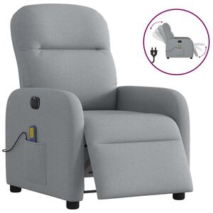 vidaXL Elektrisk massagef&aring;t&ouml;lj ljusgr&aring; tyg