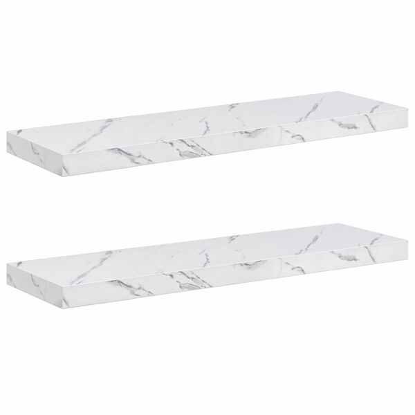 vidaXL V&auml;gg hylla 2 pcs Vit marmor 80 x 23,5 x 4 cm Konstruerat tr&auml;