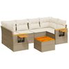 vidaXL Matgrupp f&ouml;r tr&auml;dg&aring;rden med dynor 7 delar beige konstrotting