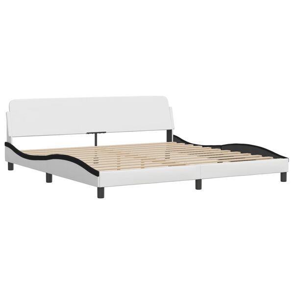 vidaXL Bed with Mattress "Dover" White and Black 200x200 cm Faux Leather