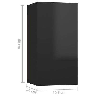 vidaXL TV-skåp 4 delar svart högglans 30,5x30x60 cm konstruerat trä
