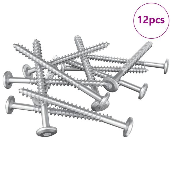vidaXL Tr&auml;skruvar 12 pcs Silver M6 x 70 mm St&aring;l