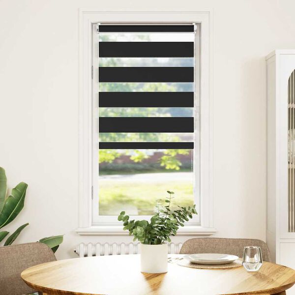 vidaXL Rullgardin randig svart 60 x 100 cm transparent