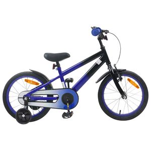 vidaXL Barncykel 16 Tum f&ouml;r 4-6 &aring;r gamla Bl&aring; Svart