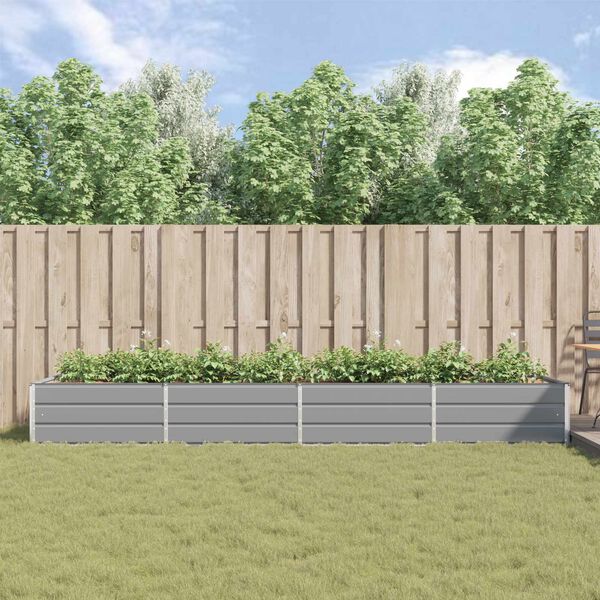 vidaXL Planteringsk&auml;rl Ljusgr&aring; 195 x 100 x 45 cm Galvaniserat St&aring;l