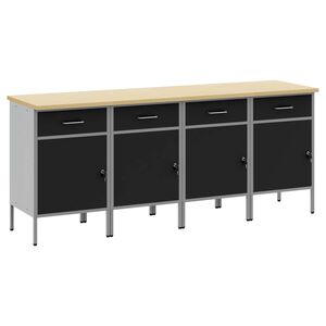 vidaXL Arbetskabinett med l&aring;da 4 st Svart och Gr&aring; 200 x 55 x 85 cm