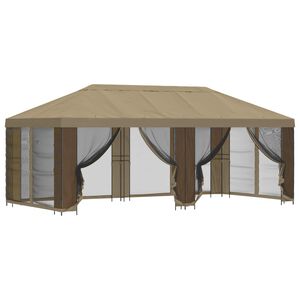 vidaXL Tr&auml;dg&aring;rdsgazebo med sidov&auml;ggar 6 x 3 m Beige Polyester och St&aring;l
