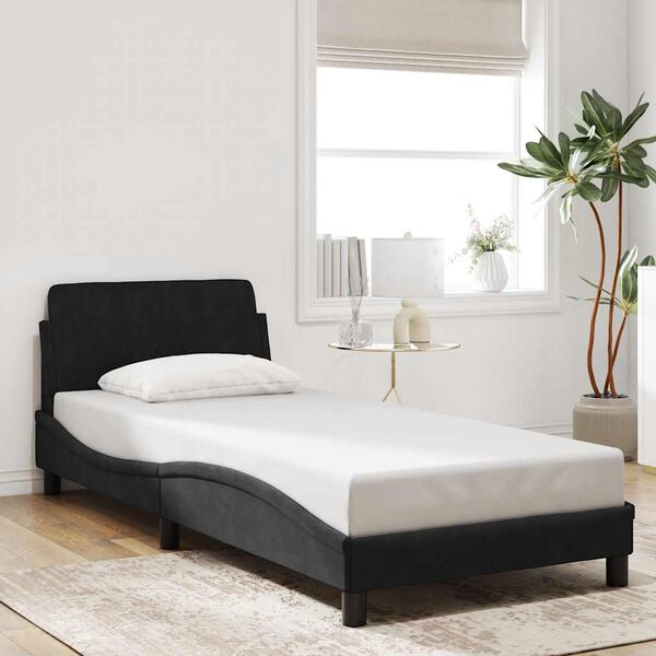 vidaXL Bed Frame with Headboard "Dover" Black 80x200 cm Velvet