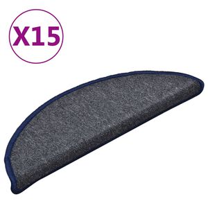 vidaXL Trappmattor 15 st 56x17x3 cm m&ouml;rkgr&aring; och bl&aring; halvrunda