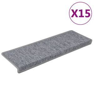 vidaXL Trappmattor 15 st 65x21x4 cm ljusgr&aring; rektangul&auml;r kant