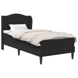 vidaXL S&auml;ngram med huvudgavel Svart 90 x 190 cm Konstl&auml;der