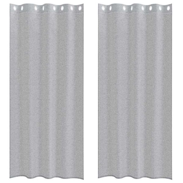vidaXL Voile Gardin med gardiner 2 pcs Mörkgrå 225 x 140 cm Polyester