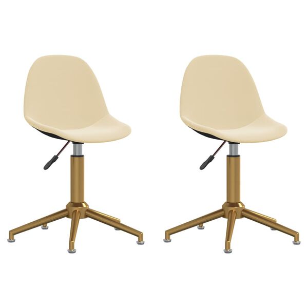 vidaXL Snurrbara matstolar 2 st gr&auml;ddvit sammet