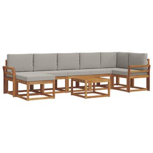 vidaXL Utomhussoffset med kudde 8 pcs Naturlig och Ljus Gr&aring;