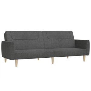 vidaXL B&auml;ddsoffa 2-sits m&ouml;rkgr&aring; tyg