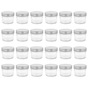 vidaXL Syltburkar i glas med silvriga lock 24 st 110 ml