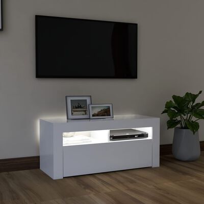 vidaXL TV-bänk med LED-belysning vit 90x35x40 cm