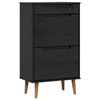vidaXL Skosk&aring;p MOLDE 59,5 x 35 x 103 cm Massiv furu Svart