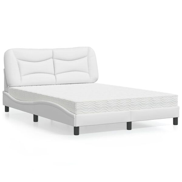 vidaXL Bed with Mattress "Hvar" White 120x200 cm Faux Leather