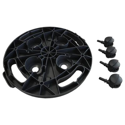 vidaXL Blomvagnar med hjul 3 st diameter 30 cm svart 170 kg