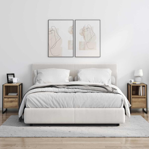 vidaXL S&auml;ngbord 2 pcs Artisan Ek 39,5 x 30 x 50 cm Konstruerat tr&auml;