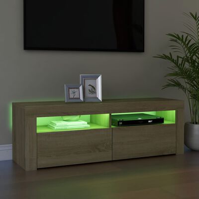 vidaXL TV-bänk med LED-belysning sonoma-ek 120x35x40 cm