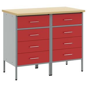 vidaXL Arbetskabinett med l&aring;da 2 st R&ouml;d och Gr&aring; 100 x 55 x 85 cm