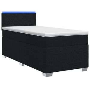 vidaXL Boxspring s&auml;ng med madrass och LED Svart 80 x 200 cm Tyg