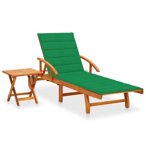 vidaXL Sols&auml;ng med bord och dyna massivt akaciatr&auml;