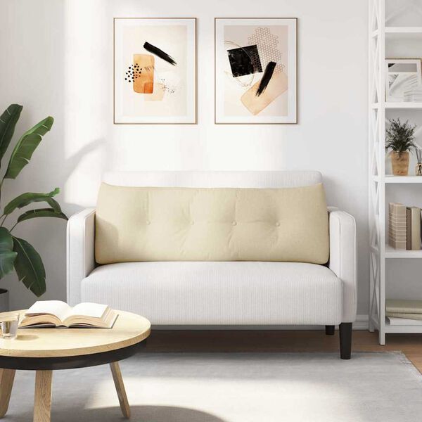 vidaXL Ryggkudde Kr&auml;m 140 x 24 x 50 cm tyg