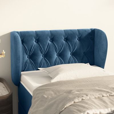 vidaXL Sänggavel med kanter mörkblå 83x23x78/88 cm sammet