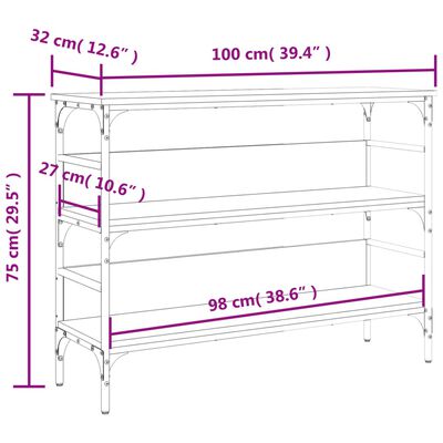vidaXL Avlastningsbord grå sonoma 100x32x75 cm konstruerat trä