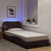 vidaXL Bed Frame with LED without Mattress "Hvar" Dark Brown 90x200 cm Fabric
