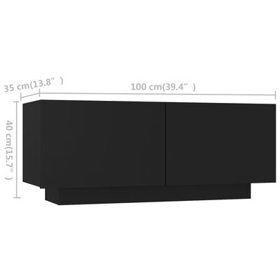 vidaXL TV-bänk med LED-belysning svart 260x35x40 cm