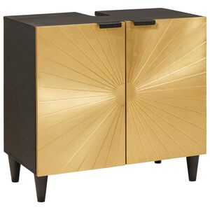 vidaXL Diskb&auml;nkssk&aring;p Svart och Guld 62 x 33 x 58 cm Massivt mangotr&auml;