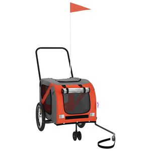 vidaXL Cykelvagn f&ouml;r djur orange och gr&aring; oxfordtyg och j&auml;rn