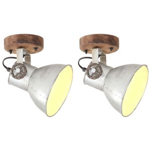 vidaXL Industriell v&auml;gglampa/taklampa 2 st silver 20x25 cm E27