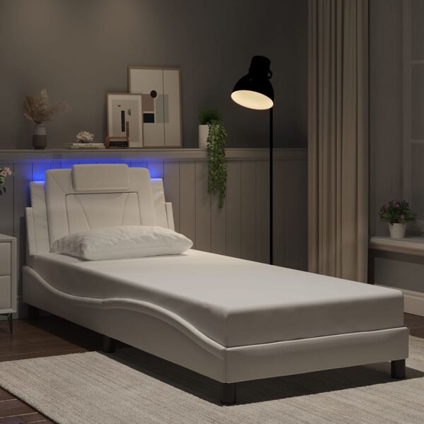 vidaXL Bed Frame "Viana" with LED without Mattress White 90x190 cm