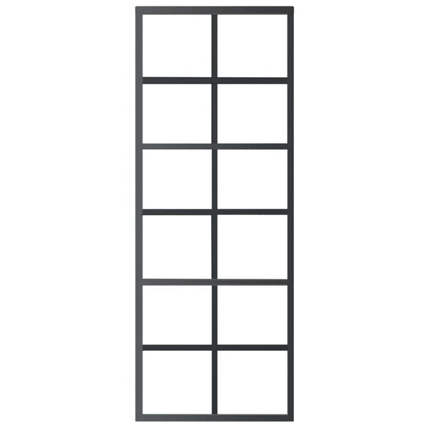 vidaXL Skjutdörr med beslagset ESG glas och aluminium 76x205 cm