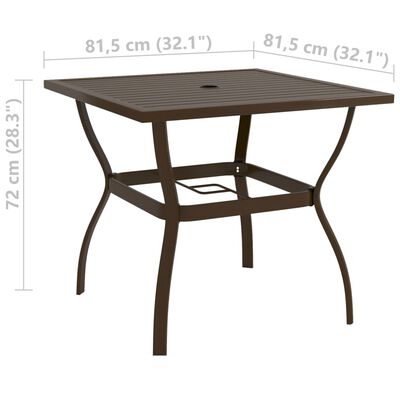 vidaXL Trädgårdsbord brun 81,5x81,5x72 cm stål