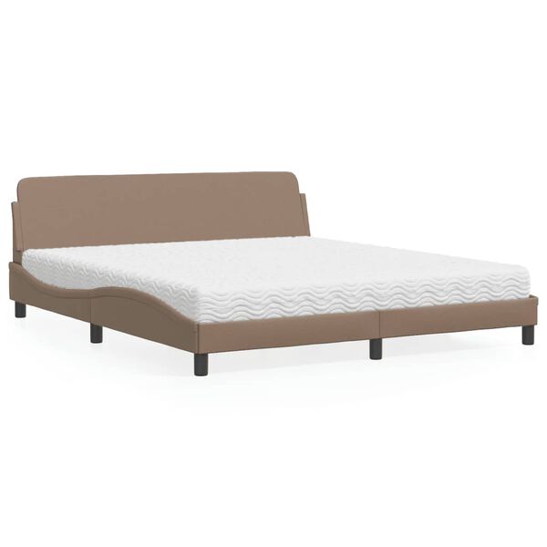 vidaXL Bed with Mattress "Dover" Cappuccino 180x200 cm Faux Leather