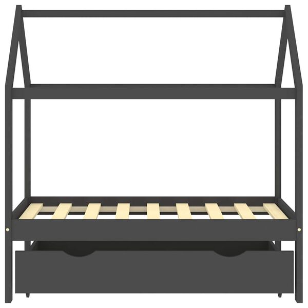 vidaXL Barns&auml;ng med l&aring;da m&ouml;rkgr&aring; massiv furu 70x140 cm