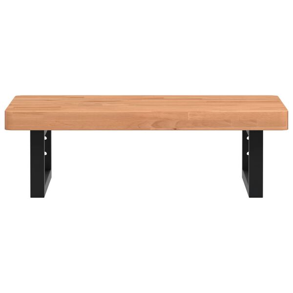 vidaXL V&auml;ggmonterad handfatshylla st&aring;l och massiv bok