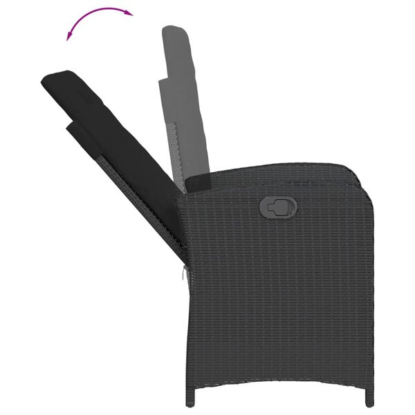 vidaXL Matgrupp f&ouml;r tr&auml;dg&aring;rden med dynor 9 delar svart konstrottning