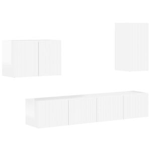 vidaXL TV v&auml;ggsk&aring;p set 4 pcs H&ouml;gblanka vita Konstruerat tr&auml;