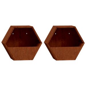 vidaXL Odlingsl&aring;dor f&ouml;r v&auml;gg 2 st rosttr&ouml;gt st&aring;l 46x10x40 cm