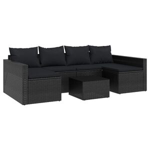 vidaXL Loungegrupp med dynor 2 delar svart konstrotting