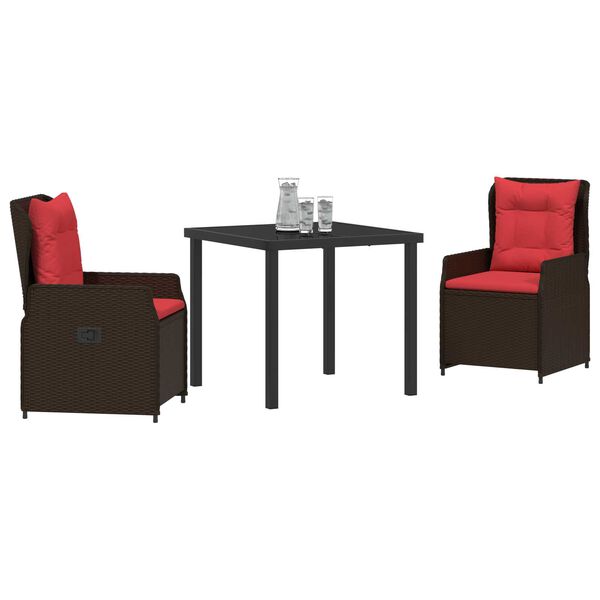 vidaXL Trädgårdsmöbelset 3 pcs Svart Poly rattan