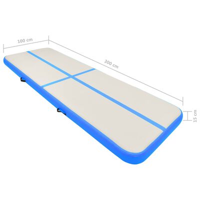 vidaXL Uppblåsbar gymnastikmatta med pump 300x100x15 cm PVC blå