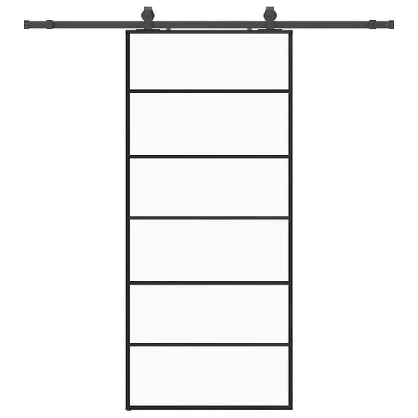 vidaXL Skjutd&ouml;rr med beslag svart 90x205 cm ESG-glas